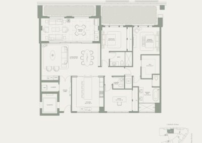 Floor plan of Residence 2B layout