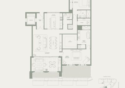 Two-bedroom apartment floor plan layout