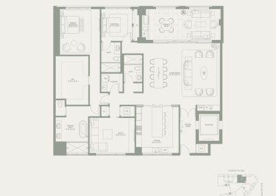 Two-bedroom apartment floor plan layout