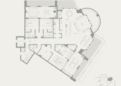 Detailed floor plan of Residence 3C