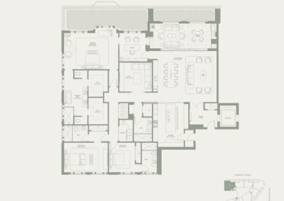 Spacious three-bedroom residence floor plan