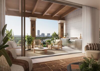 Stylish terrace with city view.